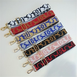 Adjustable wide replacement bag straps in multiple colors with gold metal buckles