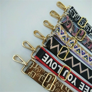 Adjustable colorful wide purse straps with high-quality gold metal lobster buckles