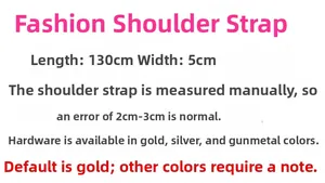 Detailed size specifications for 5cm wide adjustable woven crossbody bag strap hardware
