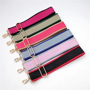 Adjustable wide replacement bag straps in multiple colors with gold metal buckles