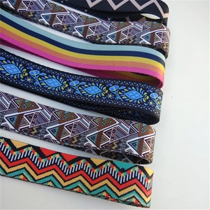 Ethnic style colorful wide guitar strap for crossbody bags with geometric patterns