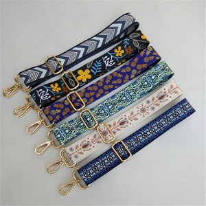 Wide Adjustable Replacement Bag Strap Ethnic Geometric Pineapple Pattern Polyester Crossbody Shoulder Purse Metal Buckle
