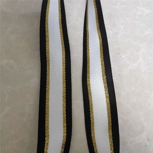 Adjustable black white gold stripe wide strap for crossbody shoulder bags with gold thread