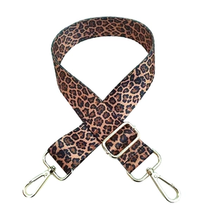 Leopard print wide adjustable shoulder strap with gold hardware for crossbody bags