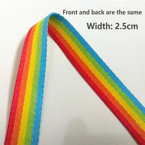 Rainbow woven shoulder strap replacement 2.5cm wide with double-sided gradient pattern