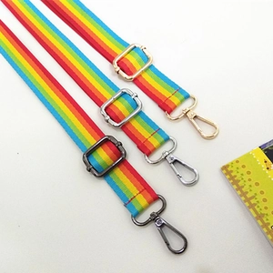 Rainbow Striped Bag Strap Replacement Adjustable Polyester Shoulder Strap With Metal Buckle For Crossbody Bags Women