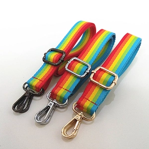 Rainbow striped replacement shoulder straps with adjustable metal hooks in three finishes