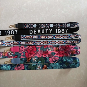 Variety of adjustable ethnic and floral wide shoulder straps with gold lobster clasps
