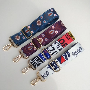 Adjustable wide ethnic style shoulder straps for bags with durable gold metal hooks