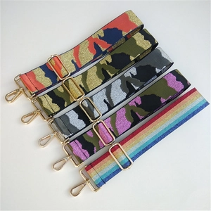 Adjustable Replacement Wide Shoulder Strap Nylon Jacquard Camouflage Glitter Metallic Thread Crossbody Handbag Purse Camera