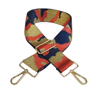 5cm wide camo star pattern adjustable woven shoulder strap with gold metal clips
