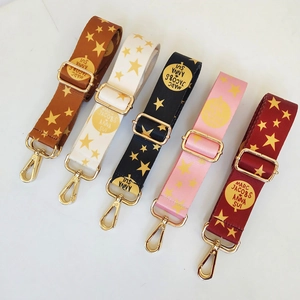 Adjustable crossbody bag straps with star patterns and gold hardware in five colors