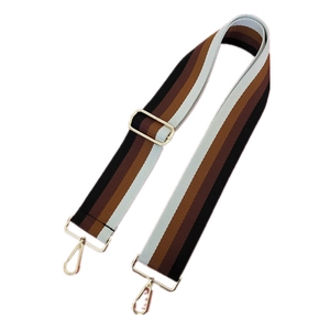 Adjustable colorful striped cotton handbag strap with gold hardware and lobster clasps