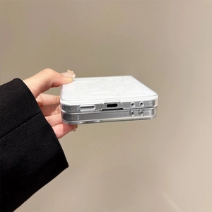 Detailed view of precise ports and speaker cutouts for Z Flip glitter phone case
