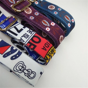 Ethnic style adjustable wide shoulder strap for crossbody bags with gold metal buckle