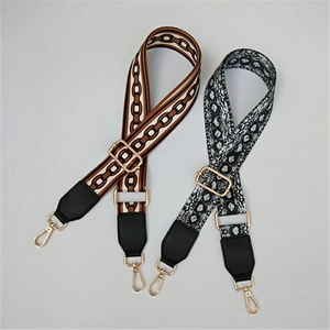 Adjustable woven shoulder straps with geometric and animal prints for crossbody bags