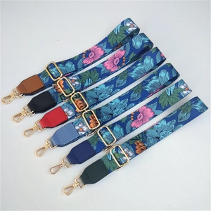 Adjustable wide replacement shoulder straps for handbags with vintage floral print