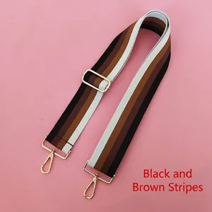 Adjustable wide striped shoulder strap with gold hardware for crossbody bags