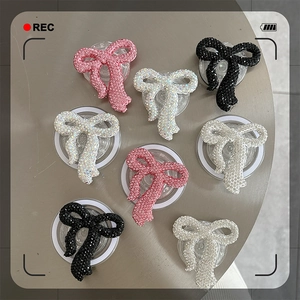 Rhinestone Bowknot Phone Grip Expandable Magnetic Adhesive Shiny Crystal Bow Cell Phone Holder Stand For Women Girls Gift