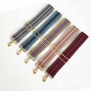 Adjustable colorful embroidered wide shoulder straps for crossbody bags with gold hardware