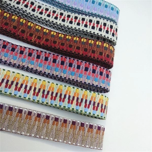 Adjustable wide woven PU leather shoulder straps with colorful geometric patterns