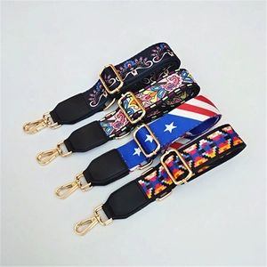 Women Adjustable Ethnic Style Replacement Bag Strap Wide Polyester Printed Shoulder Strap Crossbody Belt Accessory