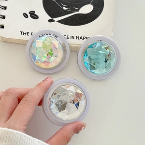 Sparkly rhinestone magnetic pop socket set for phones in three iridescent colors