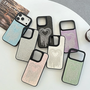 Luxus Herz Strass Quaste Handyhülle Für iPhone Serie Falten Textur PU Leder Stoßfest Schutz Damen Mode