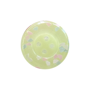 Pastel green button phone grip with colorful cloud patterns for cute mobile phone decor
