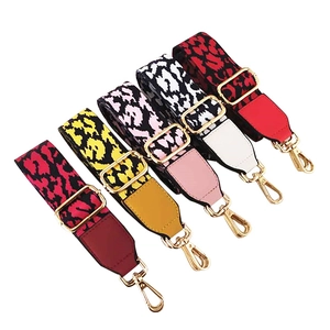 Leopard Print Wide Shoulder Bag Strap Adjustable Polyester Fabric PU Leather Replacement Crossbody Belt For Women