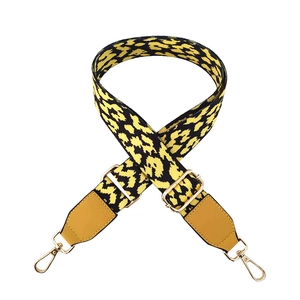 Adjustable wide leopard print shoulder strap for crossbody bags with gold metal hooks