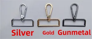 Three-color metal lobster clasps in silver, gold, and gunmetal for adjustable bag straps