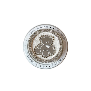 Creative silver magnetic rhinestone bear mirror phone grip with Gift For You engraving