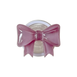 Purple bow magnetic phone grip for MagSafe with expandable socket on white background