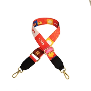 Colorful cartoon print shoulder strap with golden metal hooks for crossbody handbags