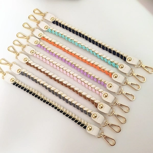 Braided Bag Strap Replacement Handle For Women Ethnic Woven Yarn Handbag Accessory With Metal Lobster Clasp Faux Leather Ends