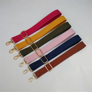Adjustable thick cotton canvas strap replacement with gold metal buckles in various colors
