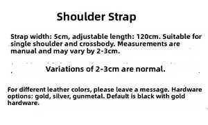 Detailed size specifications for a 5cm wide adjustable colorful crossbody bag strap
