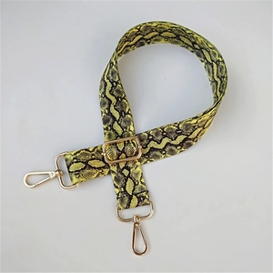 Adjustable yellow python snakeskin pattern replacement shoulder strap with gold metal hardware