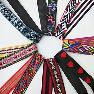 Detailed collection of wide adjustable bag straps featuring ethnic and floral patterns