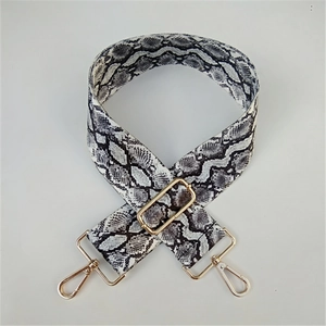 Adjustable snake print replacement shoulder strap with luxury gold metal lobster clasps