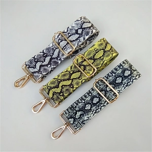 Adjustable faux snake skin purse straps with gold hooks for shoulder and crossbody bags