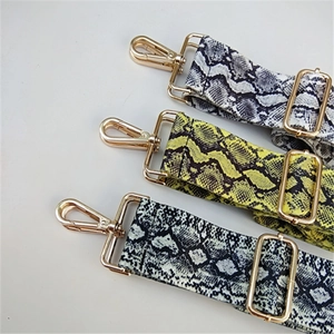 Adjustable snakeskin pattern shoulder straps with gold lobster clasps in various colors