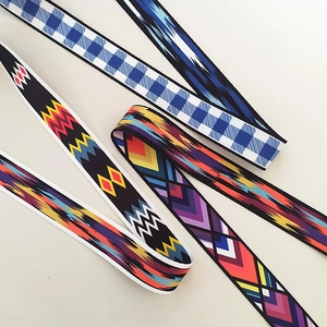 Detail of colorful patterned wide replacement straps for crossbody bags with ethnic motifs