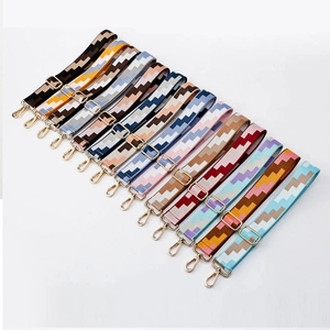 Adjustable colorful wide shoulder straps for handbags with geometric pixel patterns