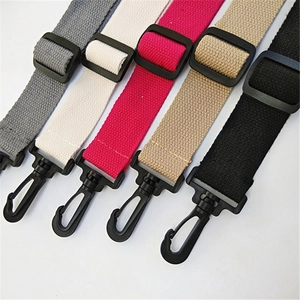 Adjustable woven canvas bag straps in multiple colors with durable swivel hooks and buckles