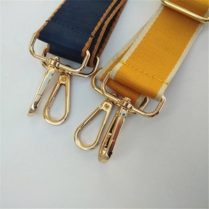 Adjustable nylon shoulder strap replacement with gold metal lobster clasps for crossbody bags