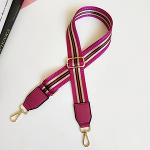 Adjustable wide replacement shoulder strap with colorful stripes and gold metal buckles