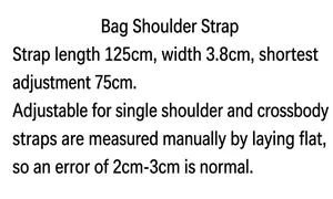 Detailed size specifications for adjustable 3.8cm wide replacement handbag strap