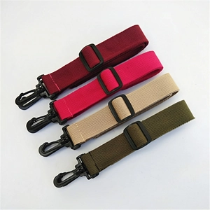 Adjustable canvas shoulder straps in burgundy, rose, khaki and olive with black hooks